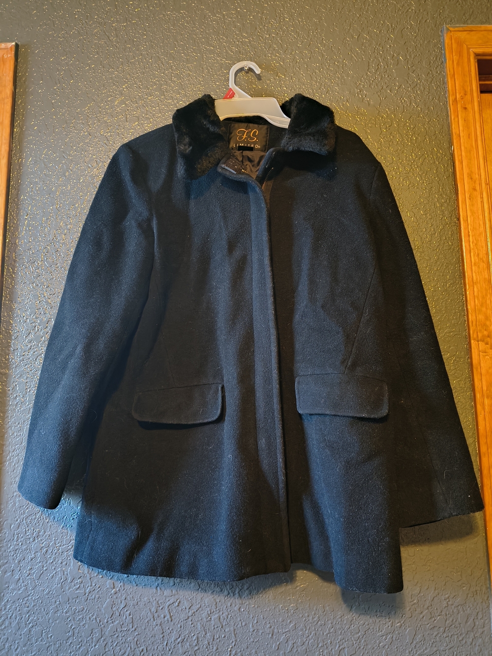 F.S. Black Wool-Blend Pea Coat